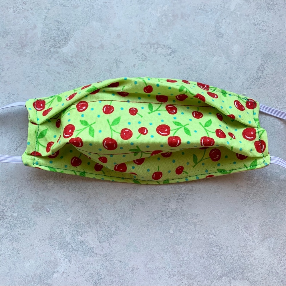 lime green cherries face mask (adult & kids)